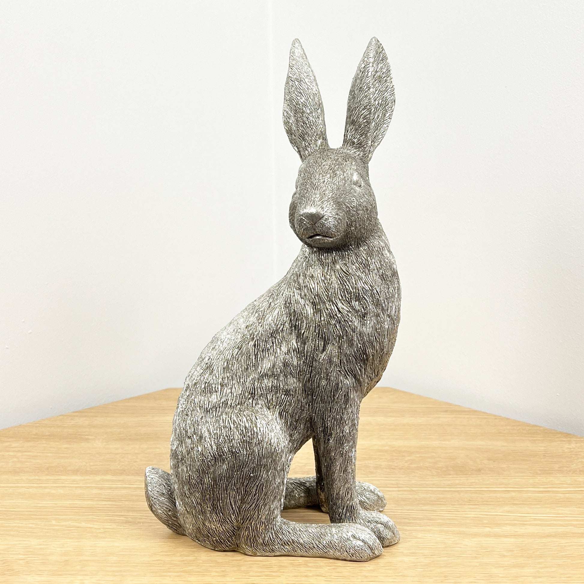 35cm Large Silver Hare Ornament - Resin