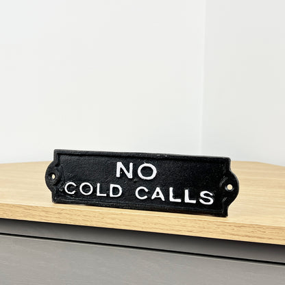 'No Cold Calls' - Cast Iron Wall Sign / Plaque