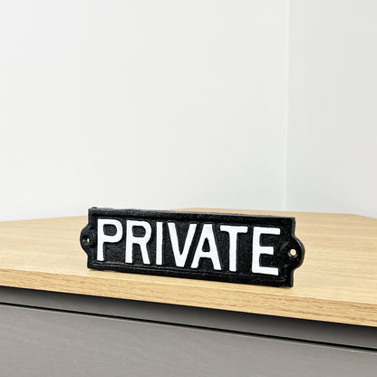 'Private' - Cast Iron Wall Sign / Plaque