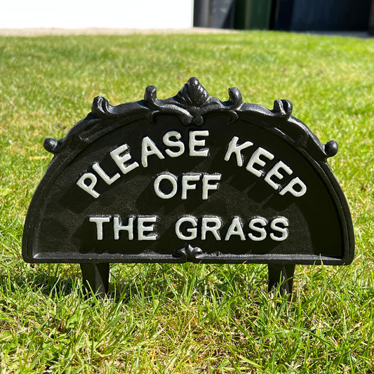'Please keep of the grass' Cast Iron Sign Stake