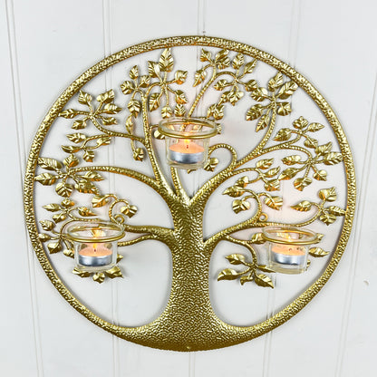 40cm Tree of Life Wall Art Tea Light Candle Holder