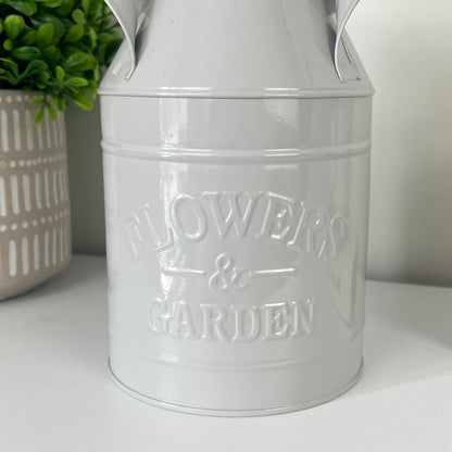 19cm Milk Churn Vase / Planter - Grey