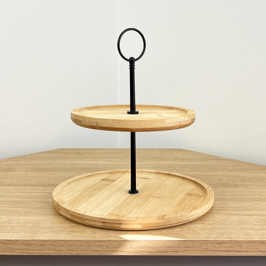 Two Tier Cake Stand - Bamboo