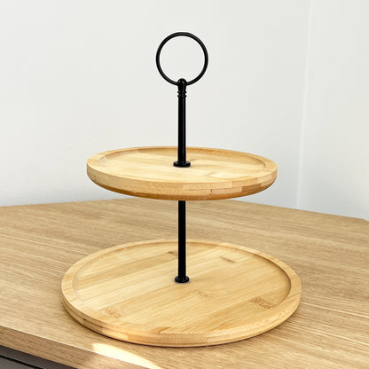 Two Tier Cake Stand - Bamboo
