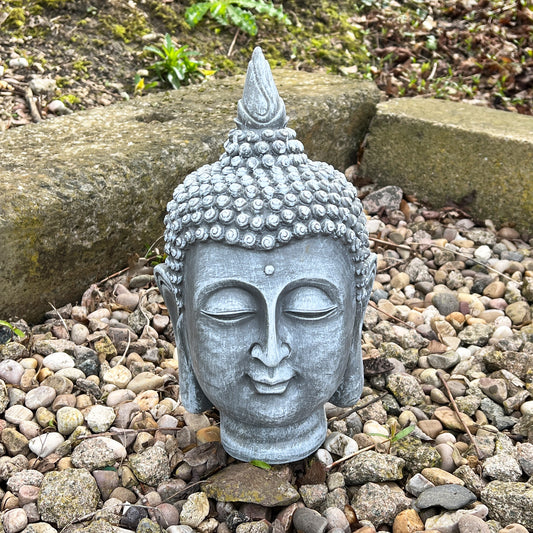 12" Buddha Head Garden Statue