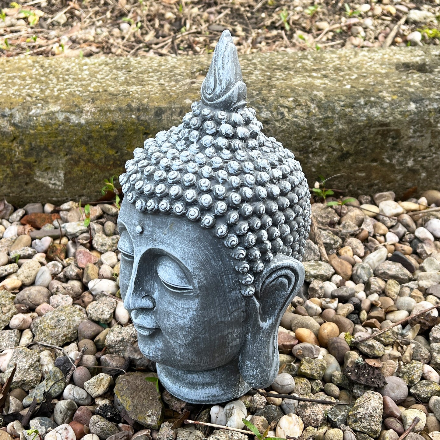 12" Buddha Head Garden Statue