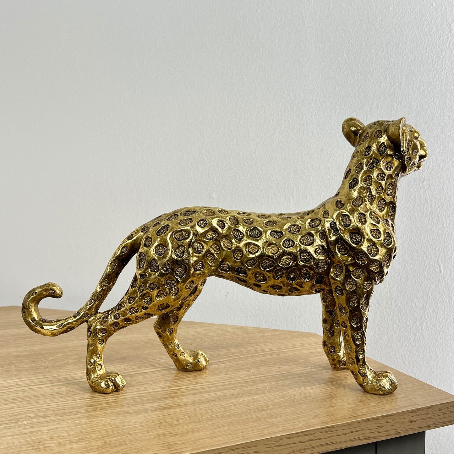 31.5cm Gold Standing Leopard Ornament - Resin