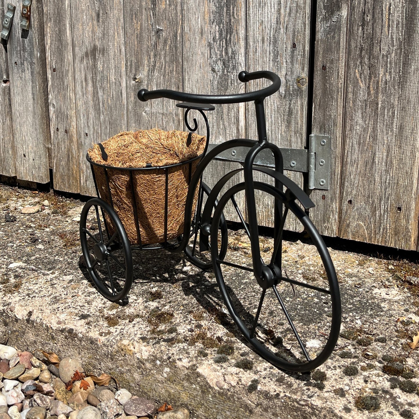 40cm Black Tricycle Plant Pot Planter - Metal