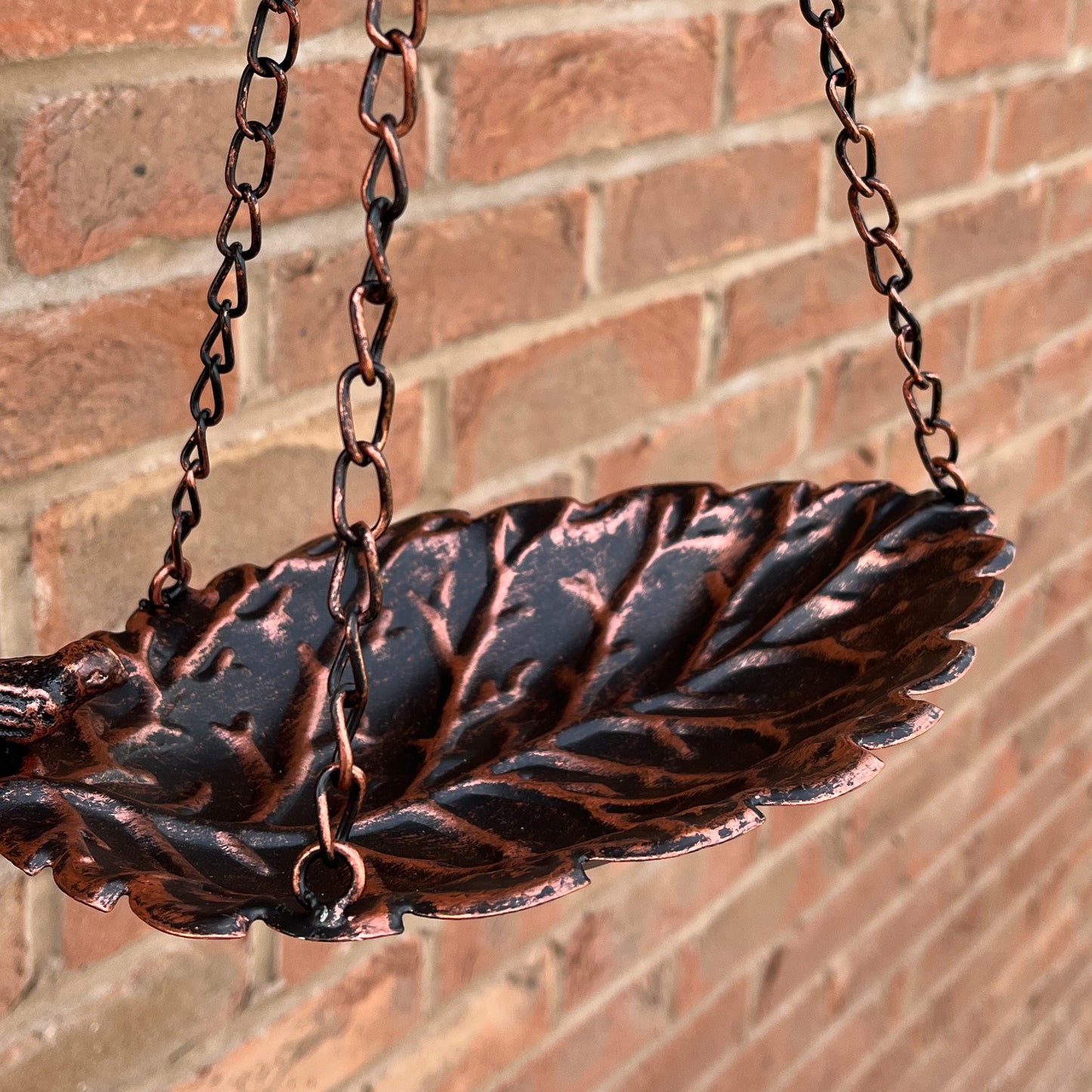 Bird on Leaf Hanging Bird Feeder - Metal