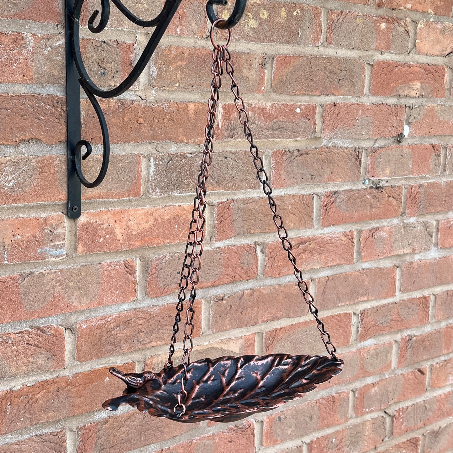 Bird on Leaf Hanging Bird Feeder - Metal
