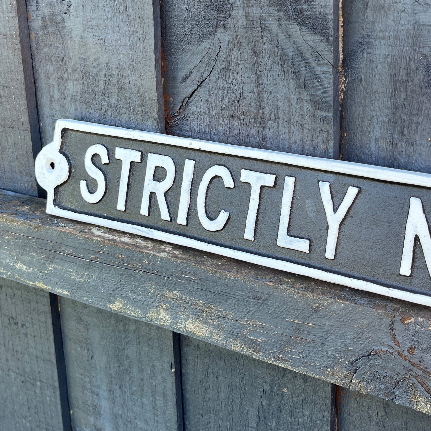 44cm 'Strictly No Twats' Funny Cast Iron Wall Sign