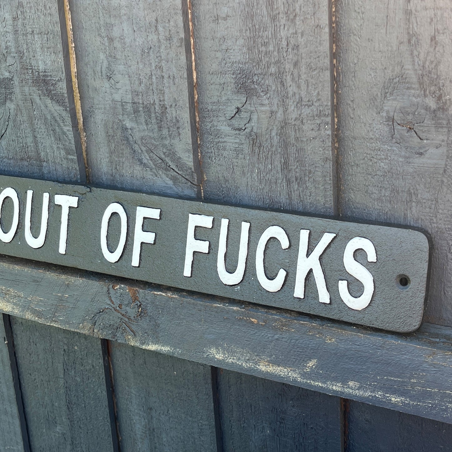50.7cm 'Fresh out of F**ks' Funny Cast Iron Wall Sign