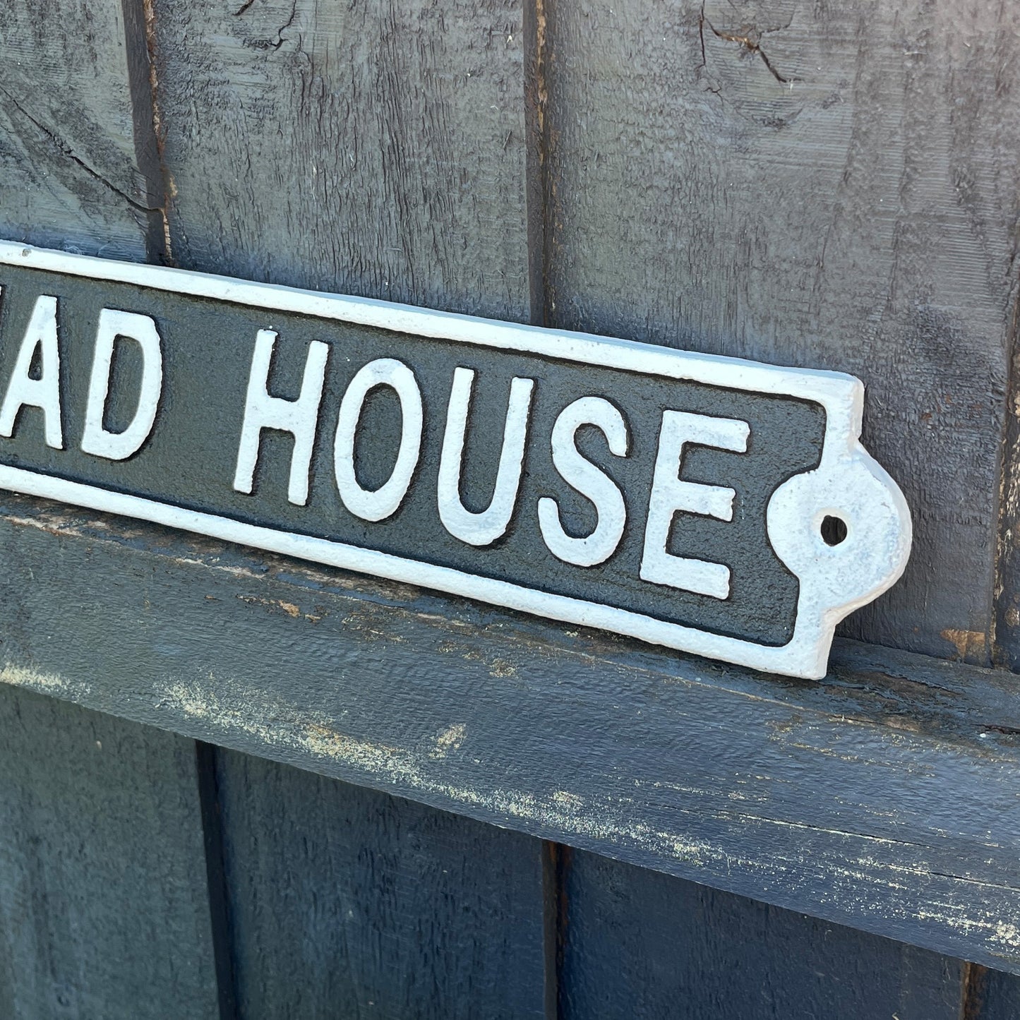 28cm 'Mad House' Cast Iron Wall Sign / Plaque