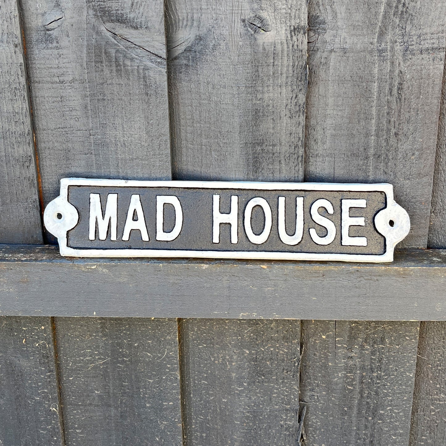 28cm 'Mad House' Cast Iron Wall Sign / Plaque