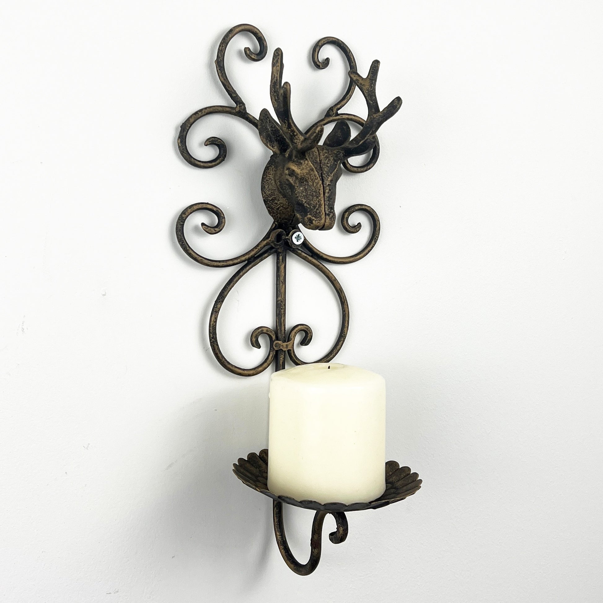 35cm Wall Mounted Stag Head Candle Holder – Metal