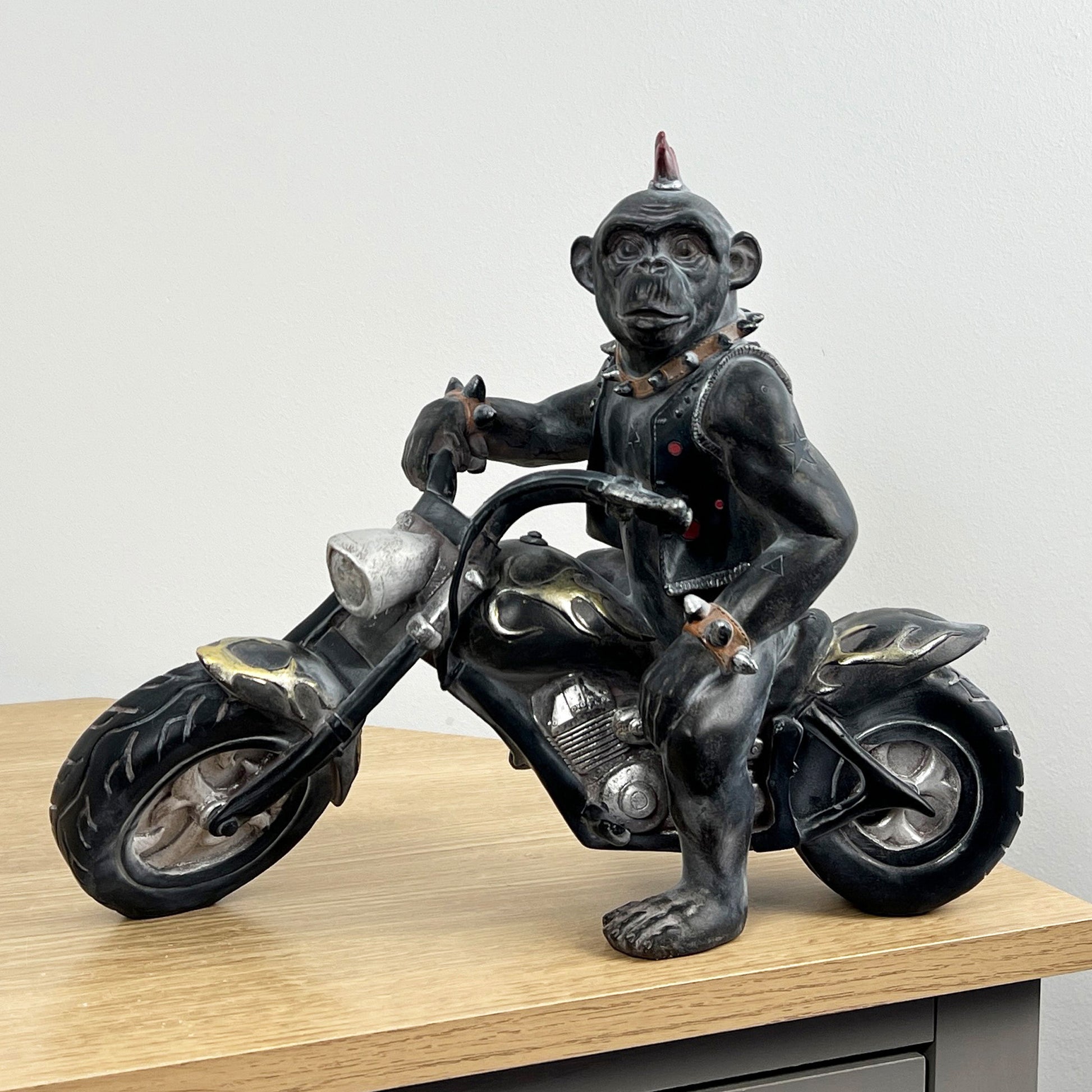 Biker Monkey on Motorbike Ornament - Resin