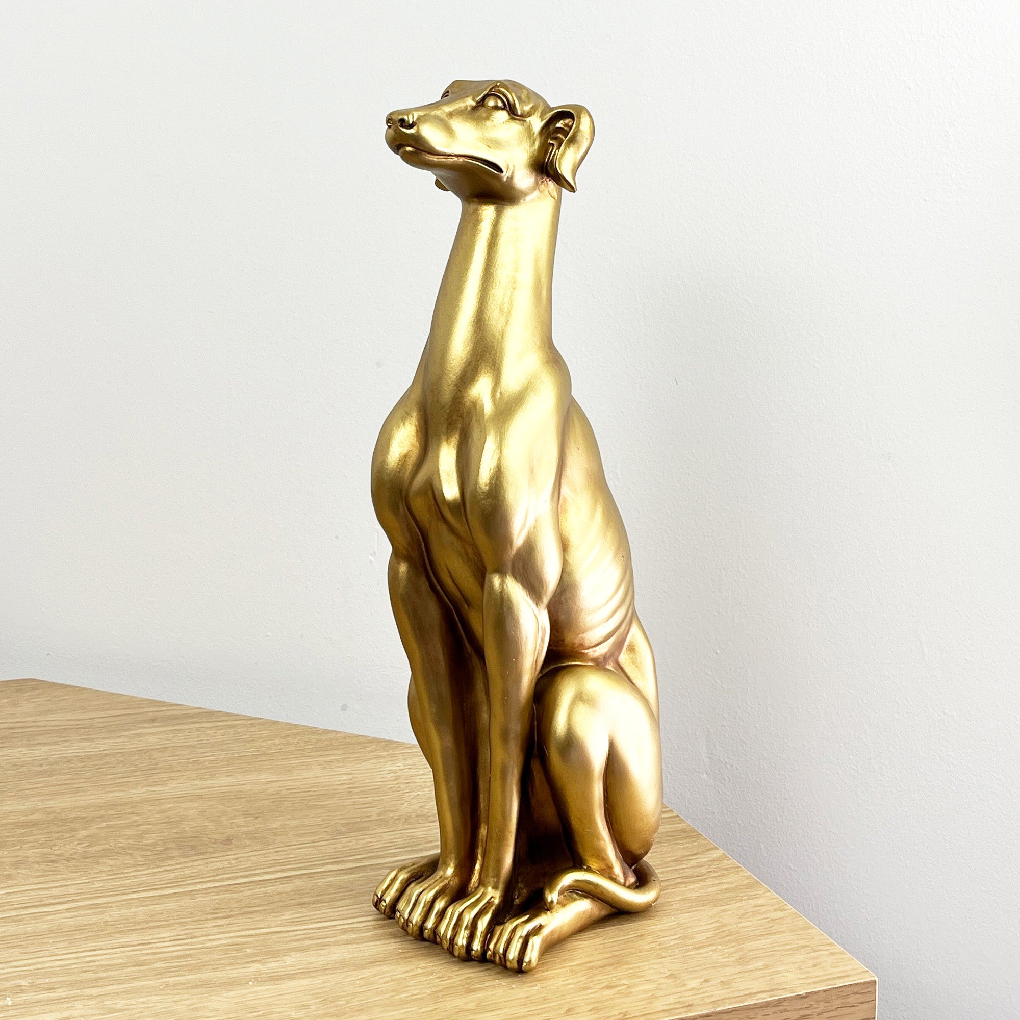 32cm Gold Sitting Whippet Ornament / Figurine - Resin