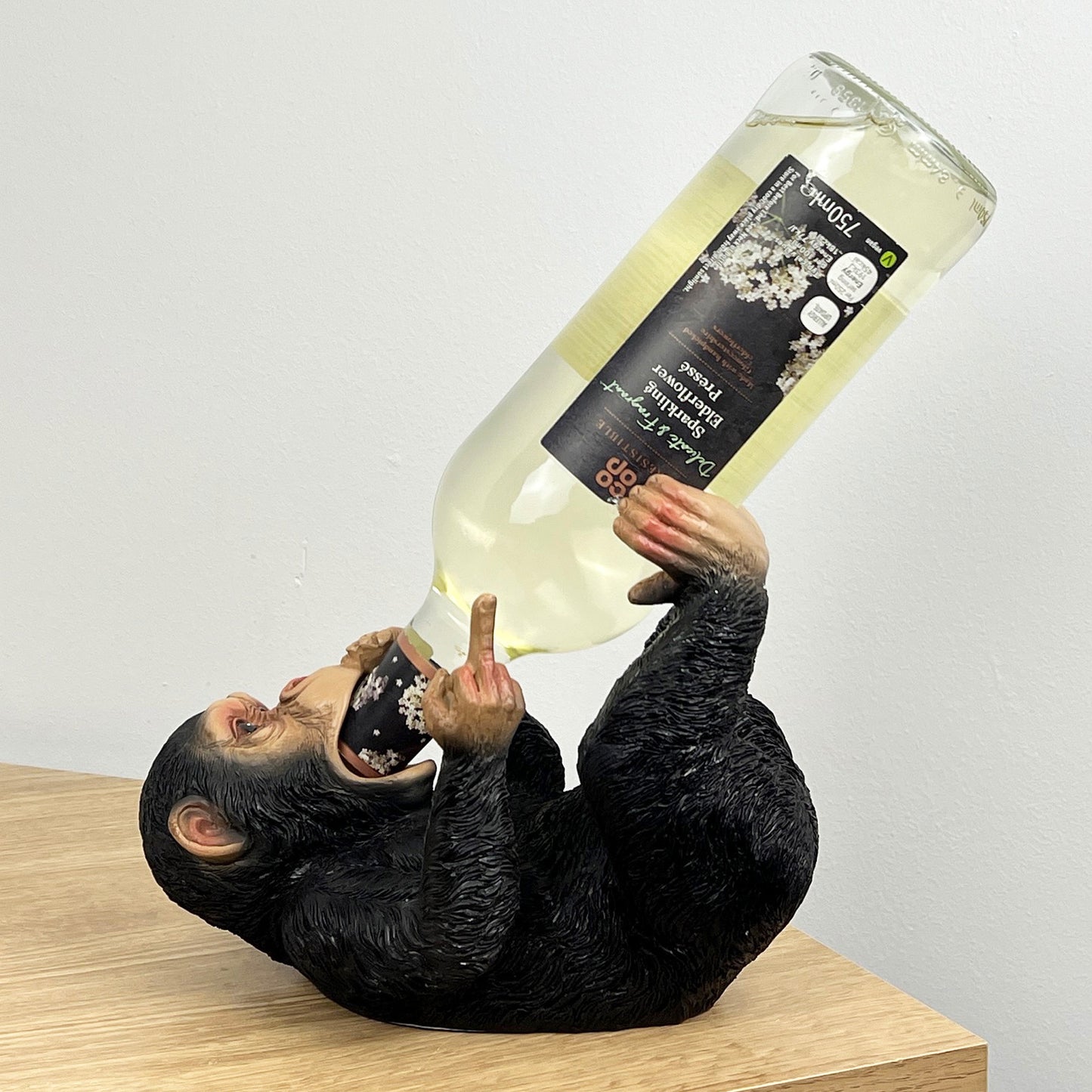Rude Middle Finger Monkey Single Wine Bottle Holder - Resin