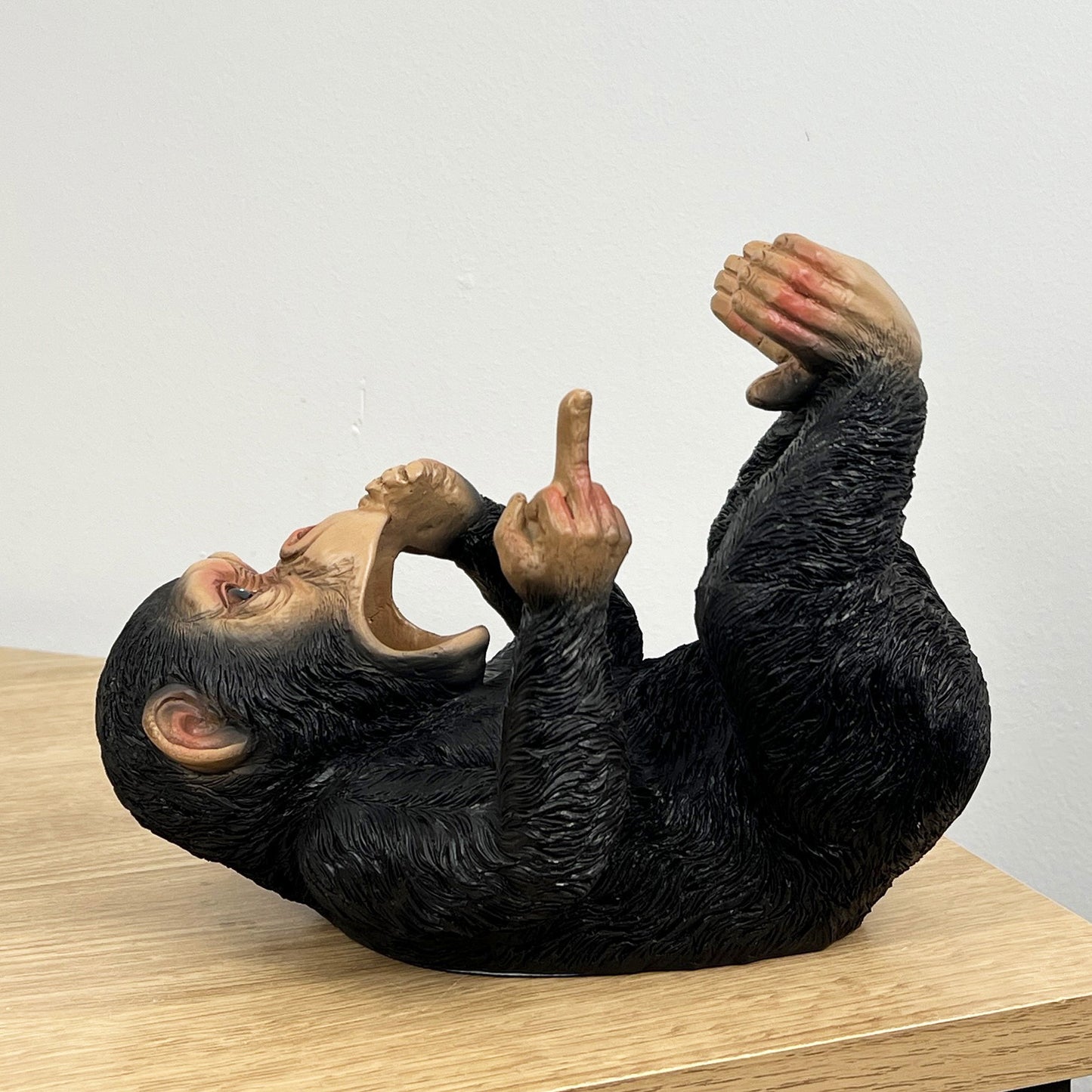 Rude Middle Finger Monkey Single Wine Bottle Holder - Resin