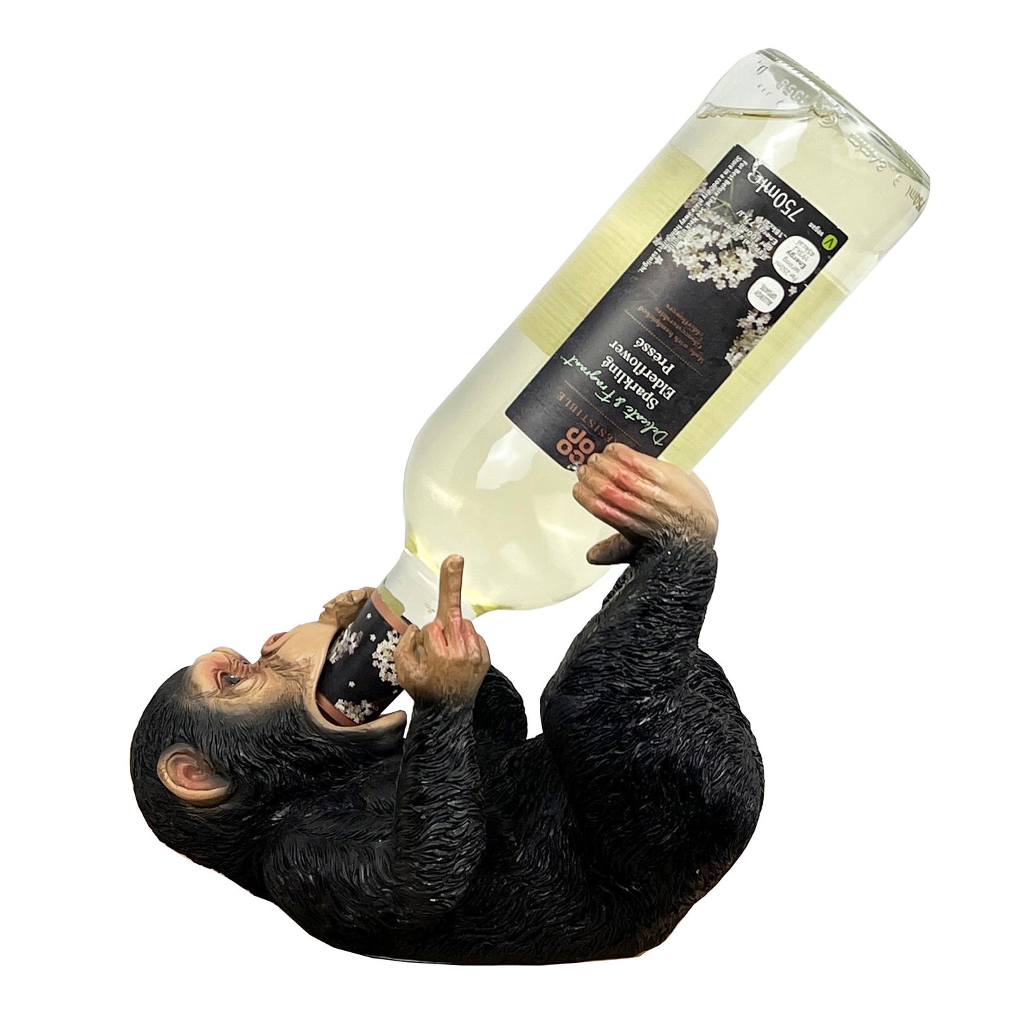 Rude Middle Finger Monkey Single Wine Bottle Holder - Resin