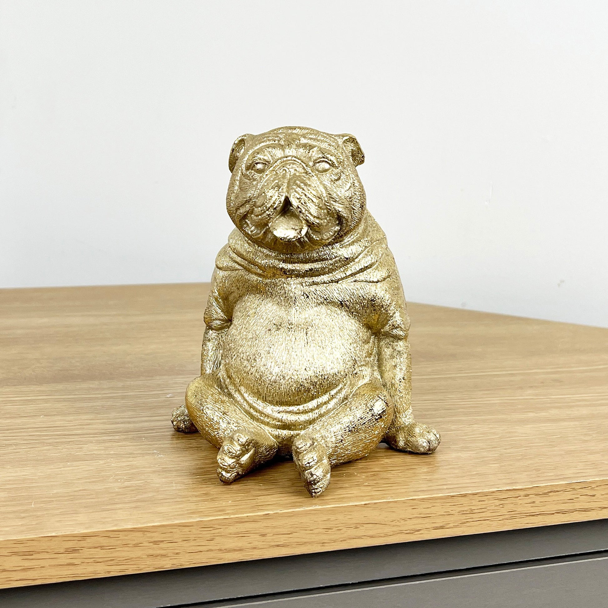 14.5cm Fat Sitting Pug Dog Ornament - Resin