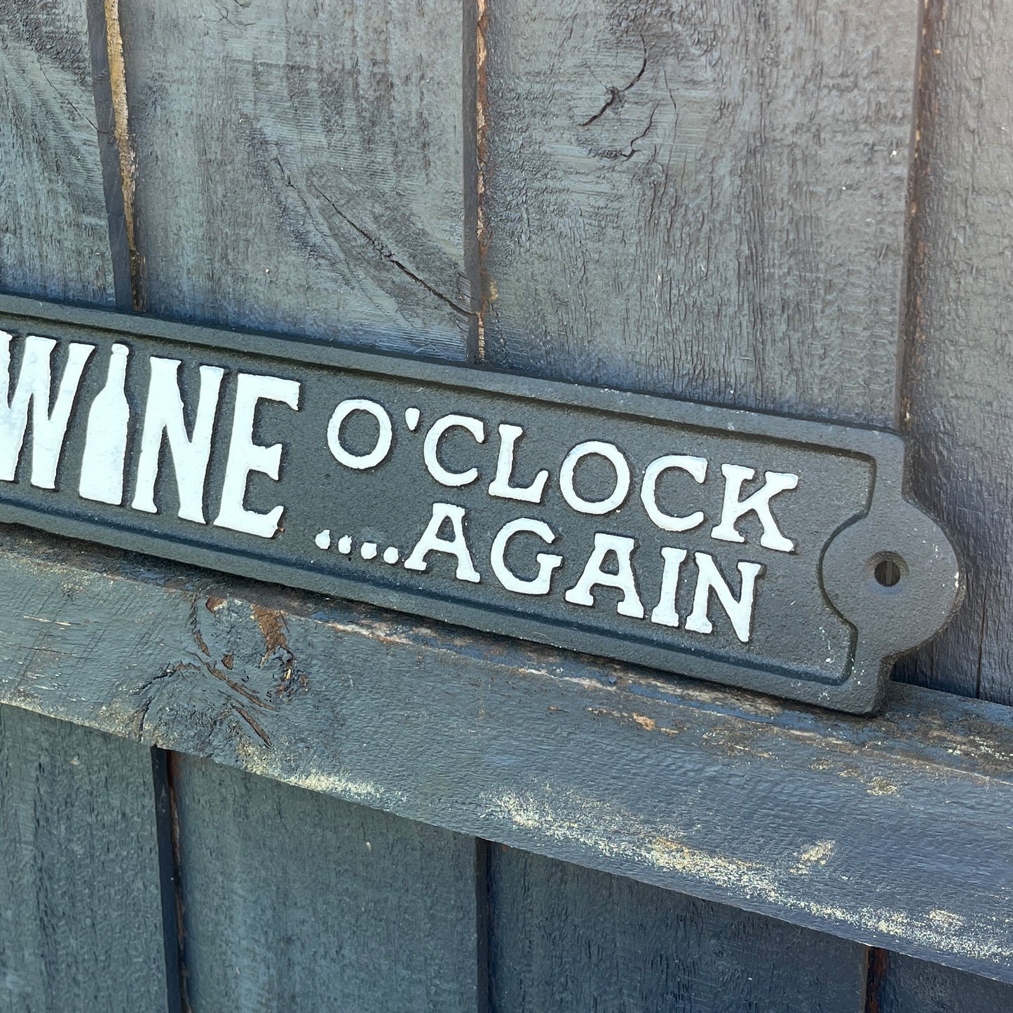 34cm 'It's Wine O'Clock... Again' Cast Iron Wall Sign / Plaque