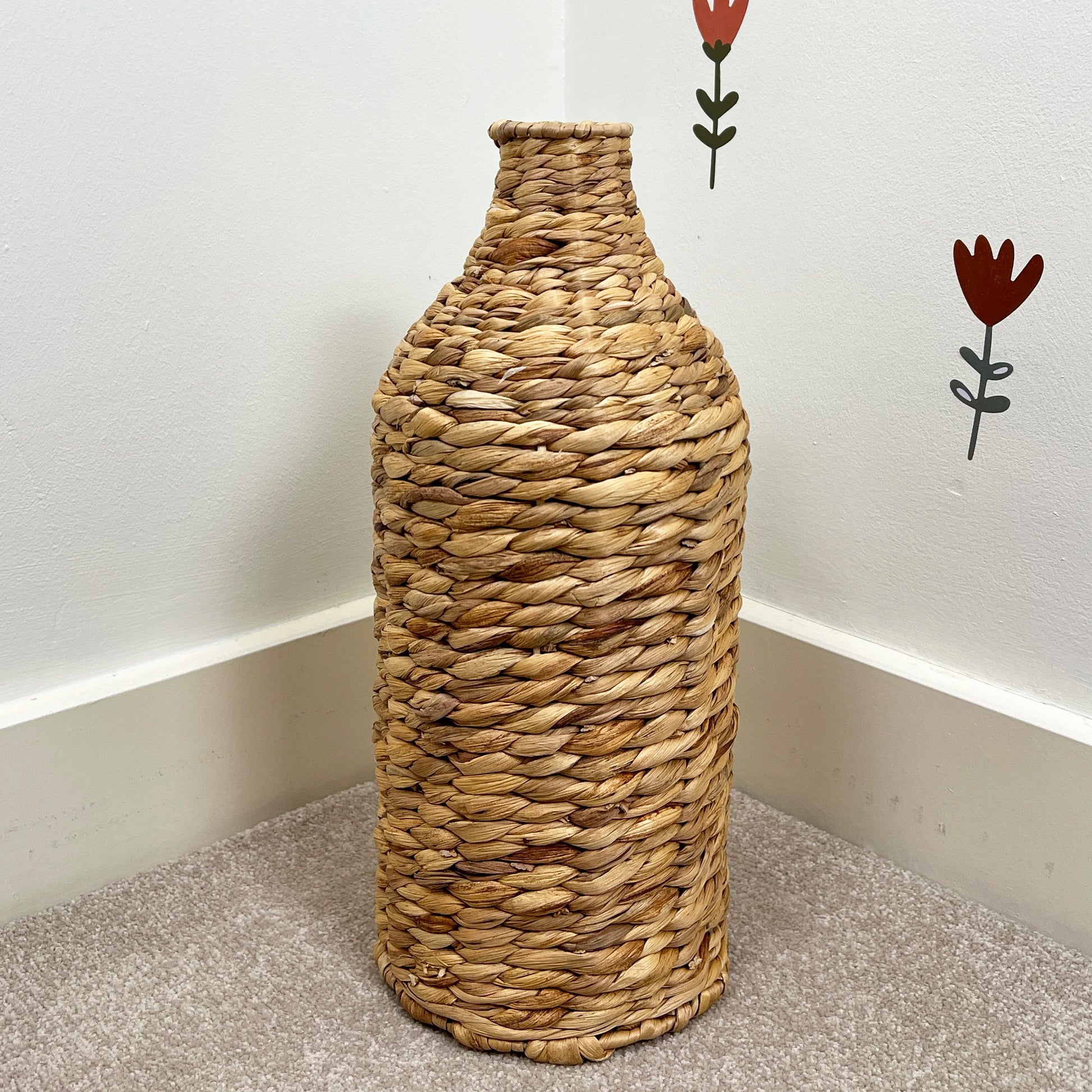40cm Large Woven Water Hyacinth Floor Standing Vase