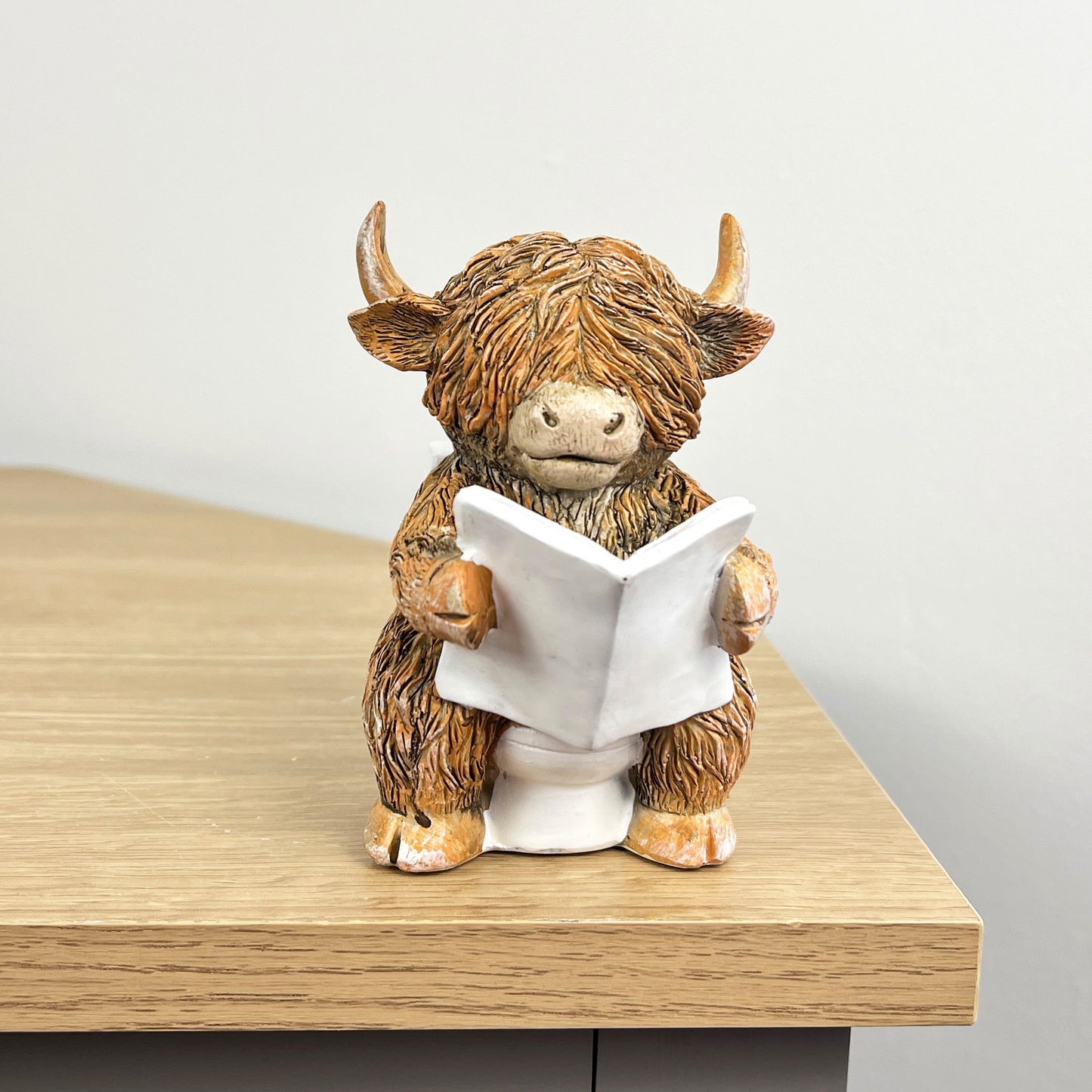 11.5cm Highland Cow on the Toilet Ornament - Resin