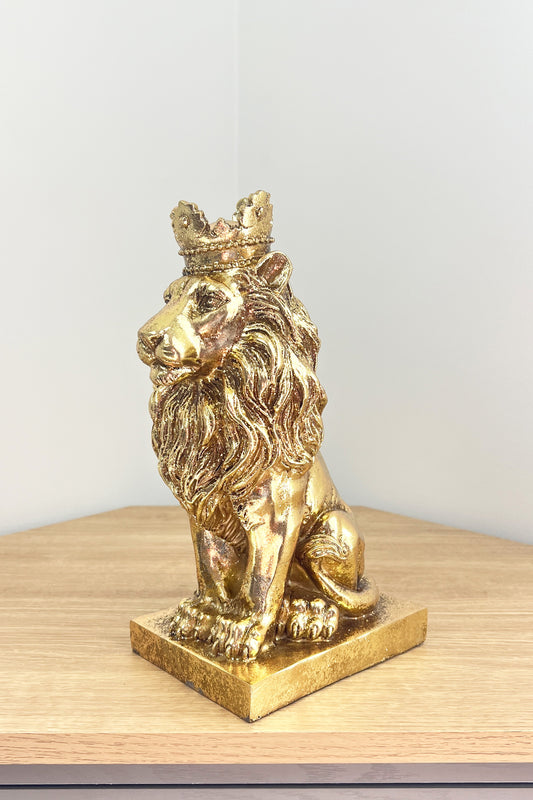 27.5cm Gold Lion with Crown Ornament  - Resin