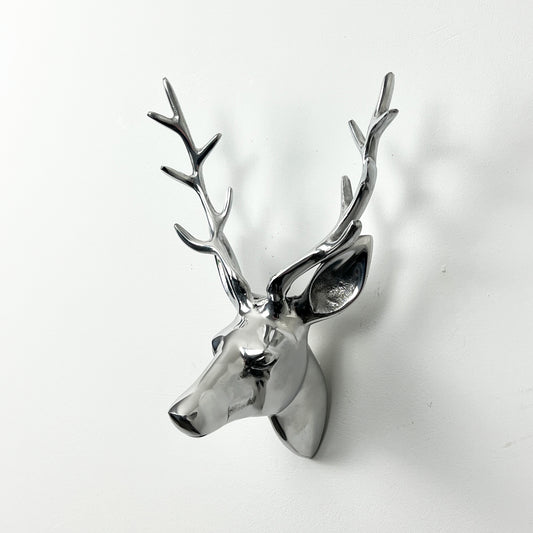 Small Stag Head Wall Art Ornament – Aluminium
