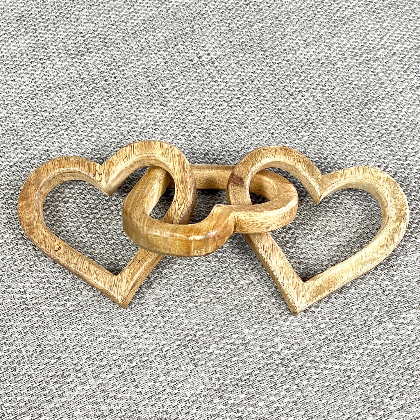 3 Heart Mango Wood Decorative Chain - 30cm