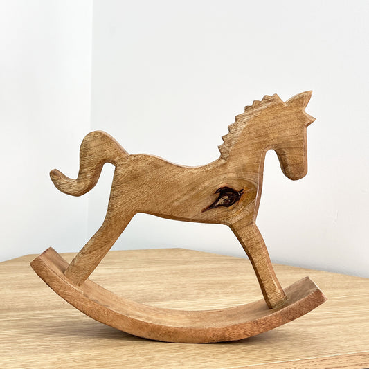 Large Unicorn Rocking Horse Ornament - Mango Wood