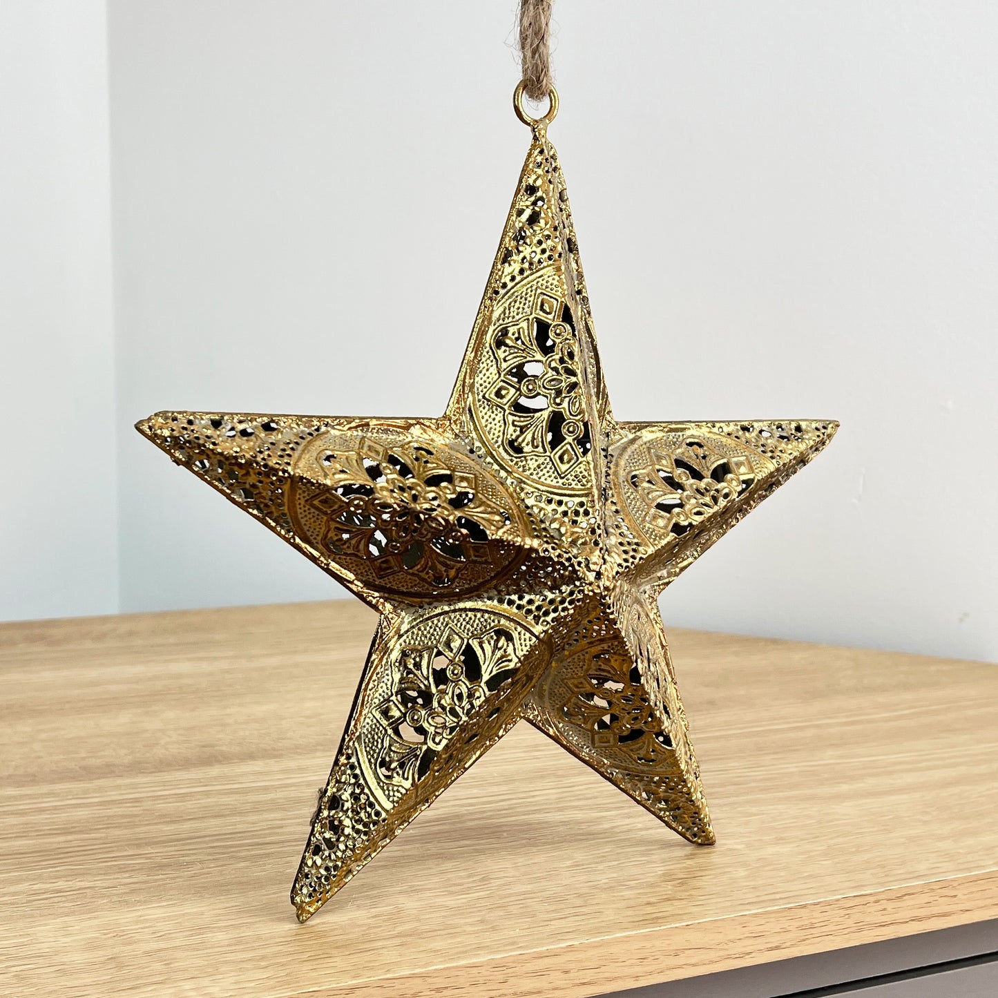 9" Vintage Hanging Star Decoration - Gold