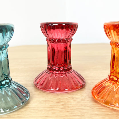 Set of 4 Glass Candle Holders – Bright Mix