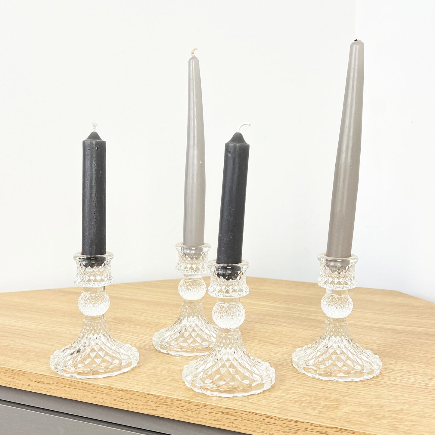 Set of 4 Glass Candle Holders – Clear