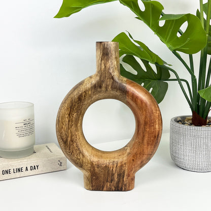 25.5cm Round Wooden Donut Vase