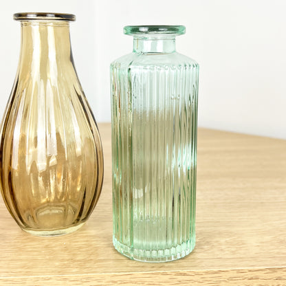 Bud Vase Set of 3 - Coloured Glass Amber Mix