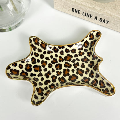 Ceramic Leopard Print Rug Trinket Dish –  Light Print