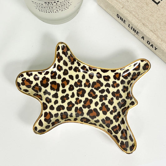 Ceramic Leopard Print Rug Trinket Dish –  Light Print