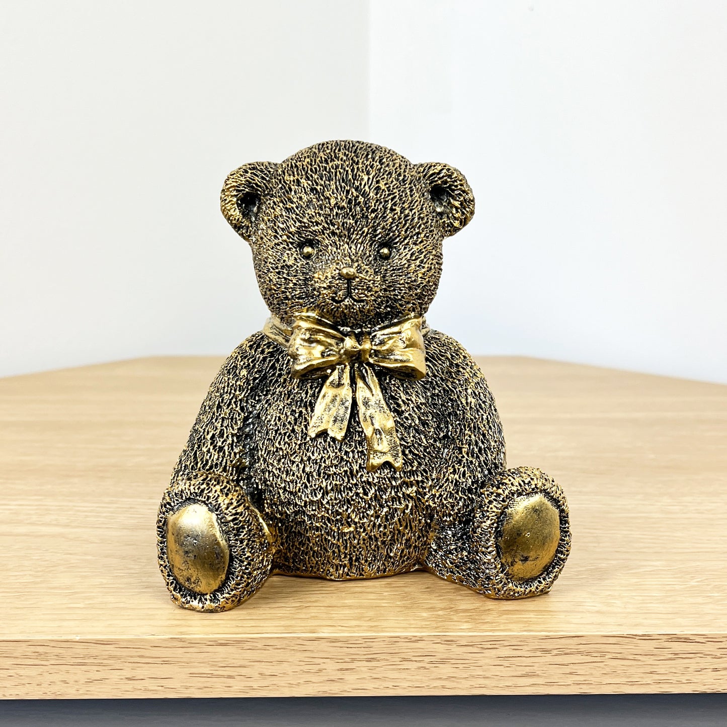 Teddy Bear Ornament Figurine – Gold