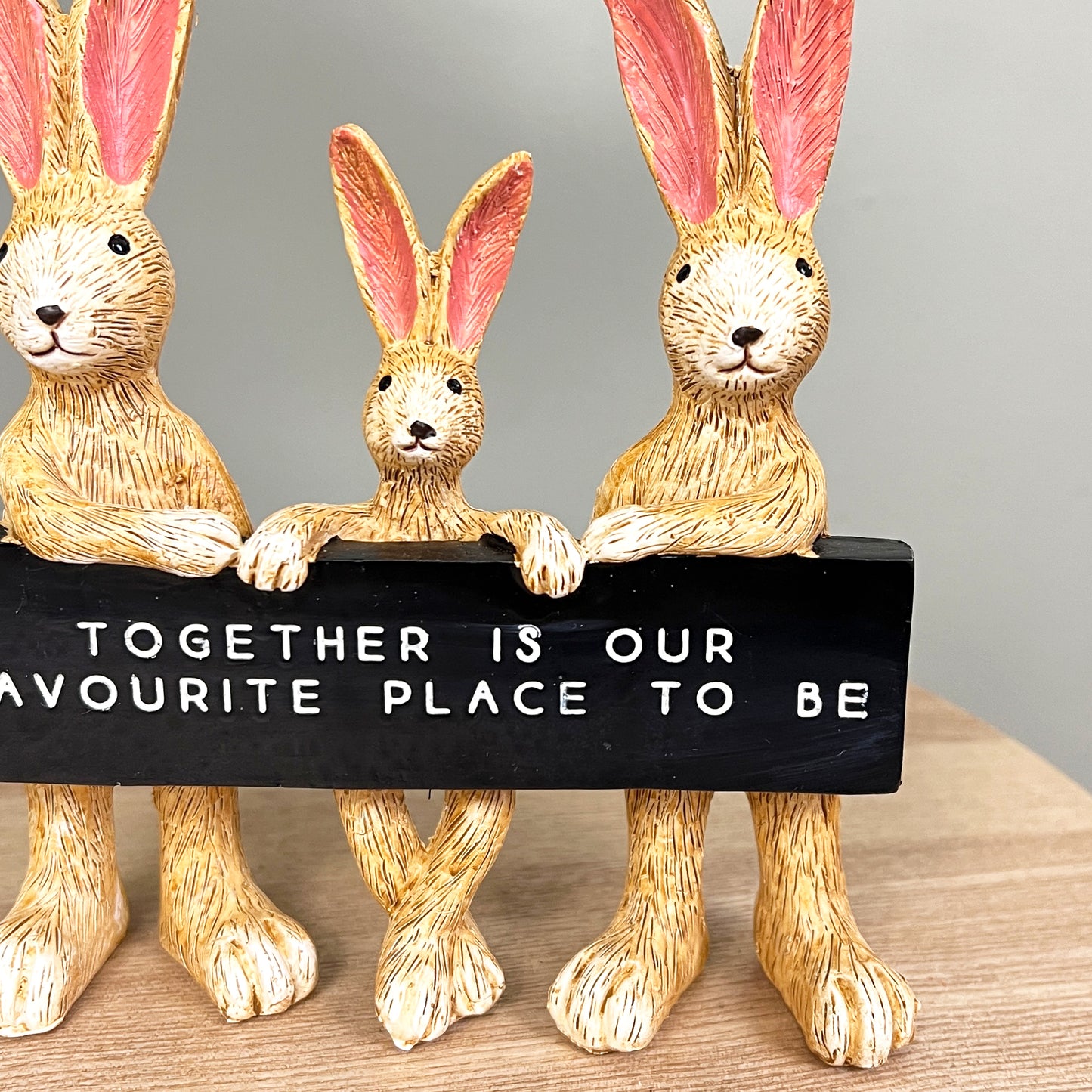 Family of Three Rabbits Ornament - ‘Together is our favourite place to be’ Plaque