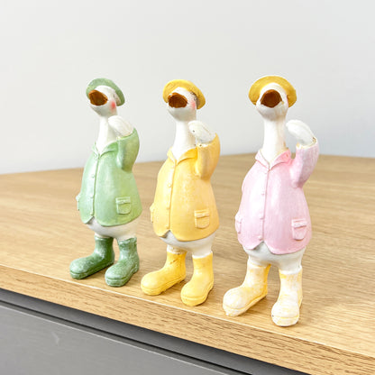 Set of 3 Standing Duck in Boots Ornaments