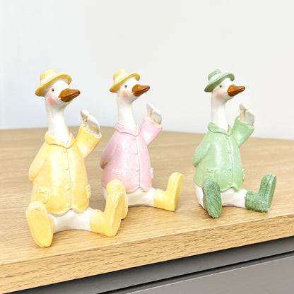Set of 3 Sitting Duck in Boots Ornaments