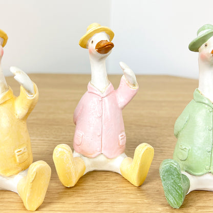 Set of 3 Sitting Duck in Boots Ornaments