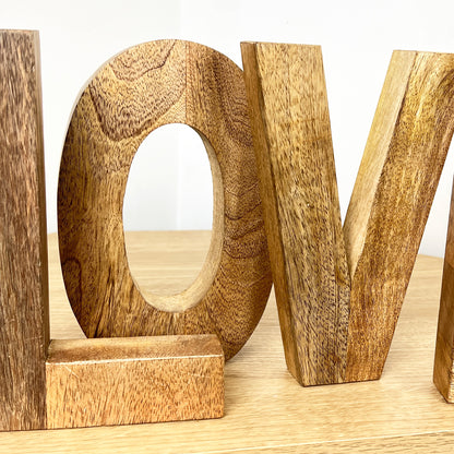 Mango Wood LOVE Free-standing Word Ornament