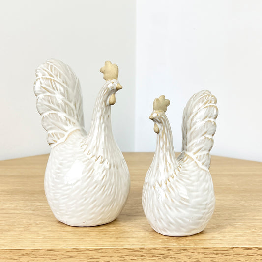 Pair of Ceramic Chicken Ornaments