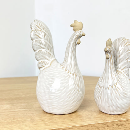 Pair of Ceramic Chicken Ornaments