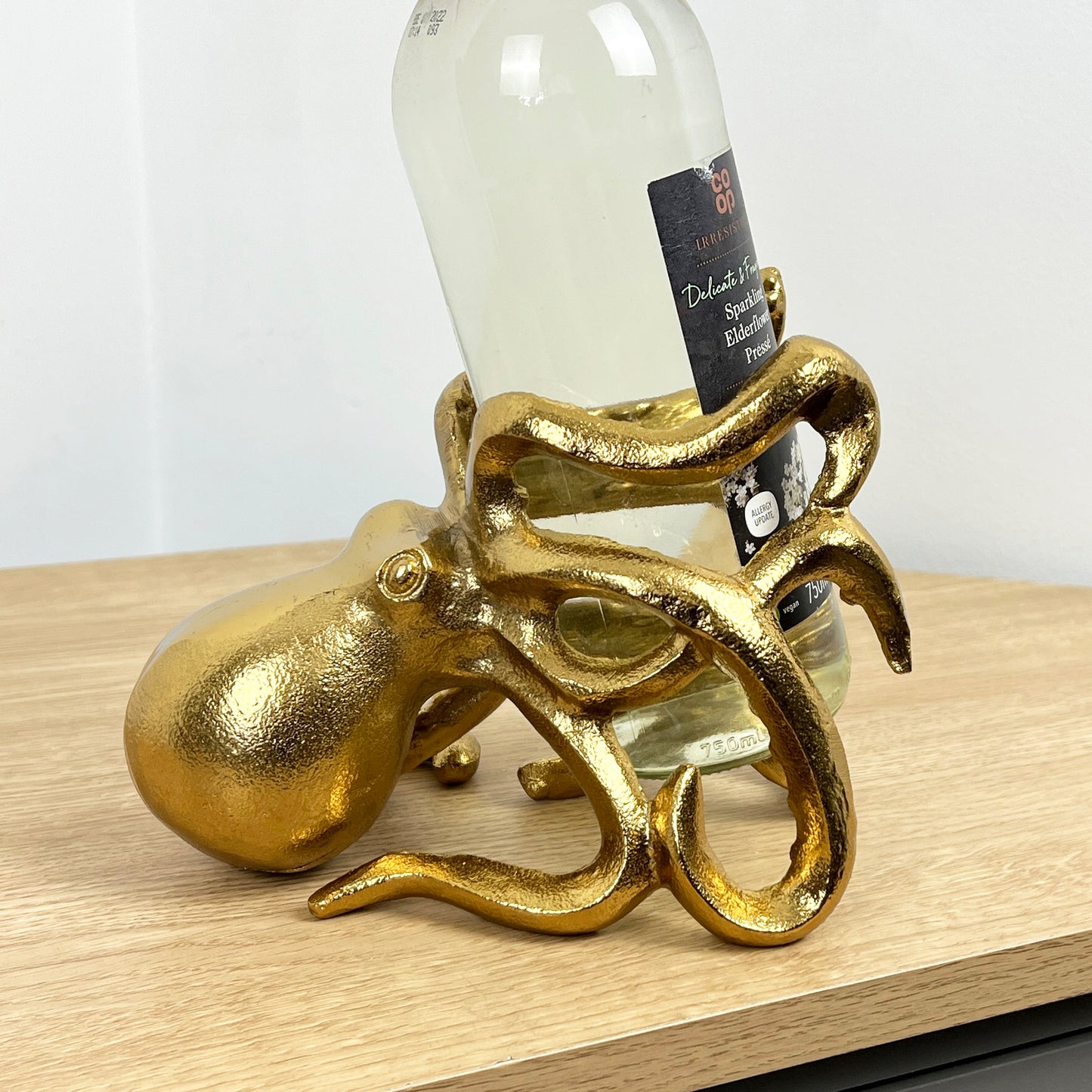 Metal Octopus Wine Bottle Holder - Gold