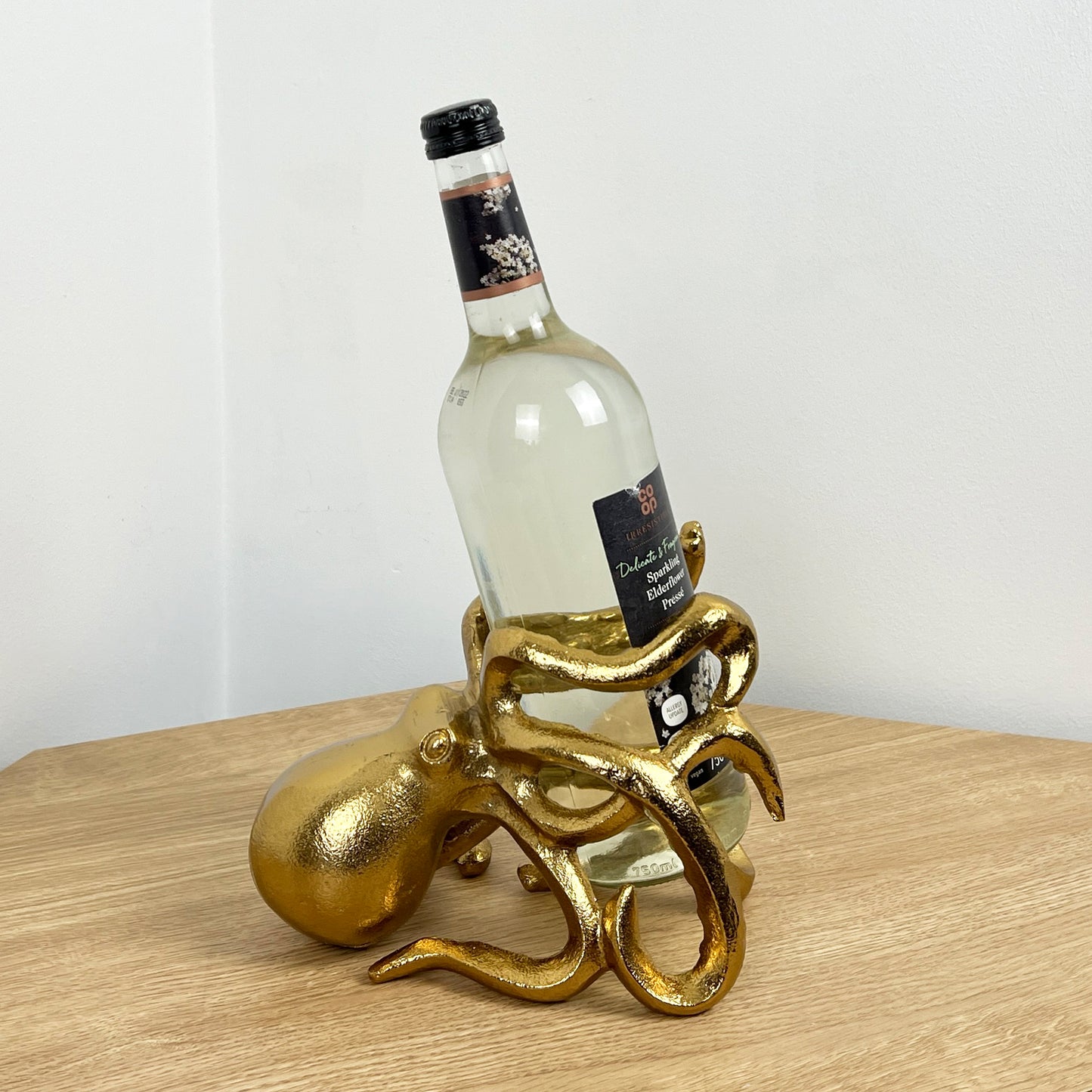 Metal Octopus Wine Bottle Holder - Gold