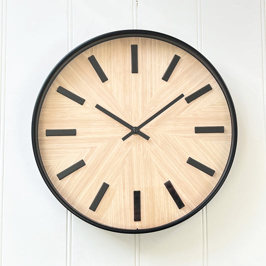 30.5cm Modern Wall Clock - Light Brown Wood Print